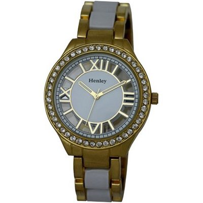 Henley Skeleton Cased Fashion Quartz with White Dial Analogue Display and Multicolour Stainless Steel Plated Bracelet H0886.2