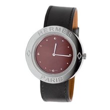 Hermes PP1.610.430/GVBA 38mm Diamonds Stainless Steel Case Brown Calfskin Anti-Reflective Sapphire &