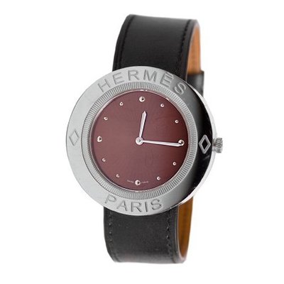 Hermes PP1.610.430/GVBA 38mm Diamonds Stainless Steel Case Brown Calfskin Anti-Reflective Sapphire &