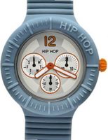 Hip Hop Multi-Function 42mm Unisex Quartz with White Dial Analogue Display and Blue Silicone Strap HWU0176