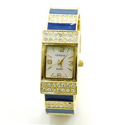 Classic Cuff Style w/ Rhinestone Accents - Blue/Gold