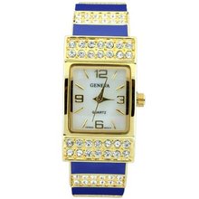 Classic Cuff Style w/ Rhinestone Accents - Navy/Gold
