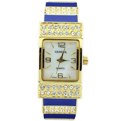 Classic Cuff Style w/ Rhinestone Accents - Navy/Gold