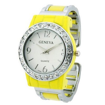 Classic Round Face w/ Crystal Accents - Yellow