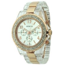 Classic w/ Rhinestone Accents - Clear/Gold