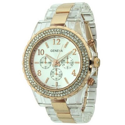 Classic w/ Rhinestone Accents - Clear/Gold