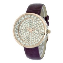 Fashion Chic w/ Rhinestone Embellished Dial - Purple