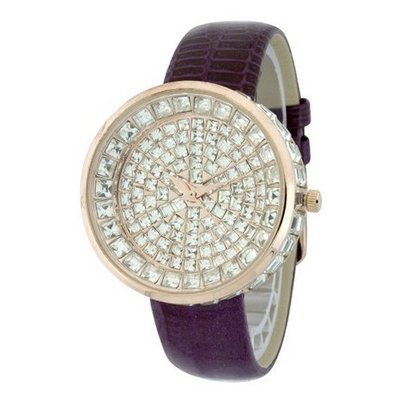 Fashion Chic w/ Rhinestone Embellished Dial - Purple