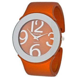 New Age Fashion Cuff with Round Face and Matte Chic Finish - Orange