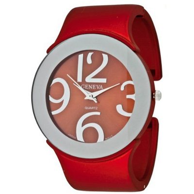 New Age Fashion Cuff with Round Face and Matte Chic Finish - Red