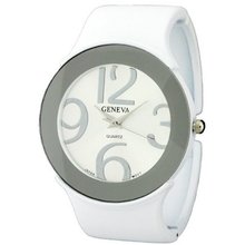 New Age Fashion Cuff with Round Face and Matte Chic Finish - White