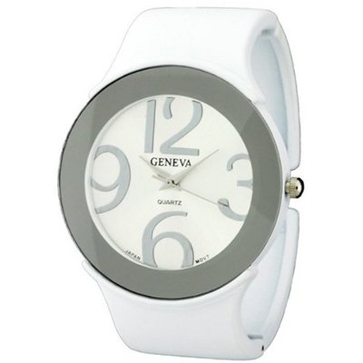 New Age Fashion Cuff with Round Face and Matte Chic Finish - White