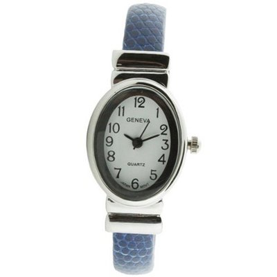 Petite Cuff with Oval Dial Lizard Design Strap - Navy
