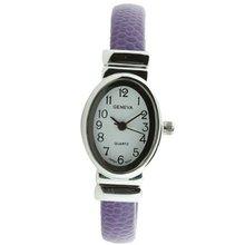 Petite Cuff with Oval Dial Lizard Design Strap - Purple