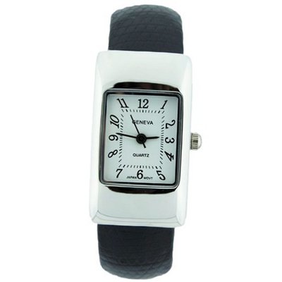 Petite Cuff with Rectangle Dial Lizard Design Strap - Black