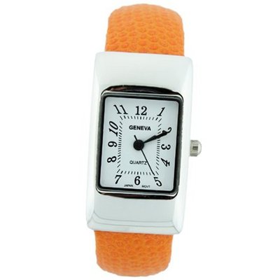 Petite Cuff with Rectangle Dial Lizard Design Strap - Orange
