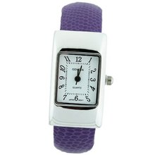 Petite Cuff with Rectangle Dial Lizard Design Strap - Purple