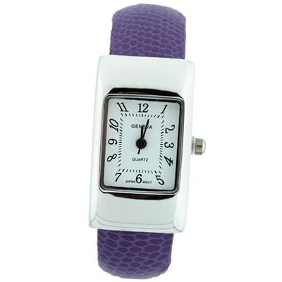 Petite Cuff with Rectangle Dial Lizard Design Strap - Purple