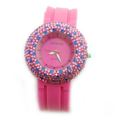Rhinestone Face in Polka Dot Design - Pink/Blue