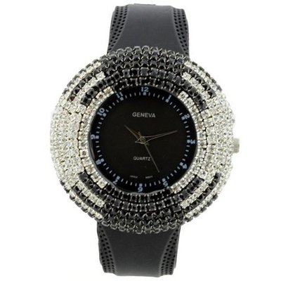 Rhinestone Face w/ Two-Tone Design - Black