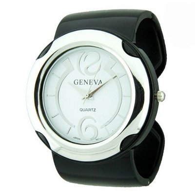 Round Face Metal Bangle Style - Black