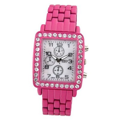 Square Face Rhinestone - Fuchsia