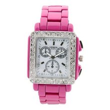Square Face Rhinestone - Fuchsia