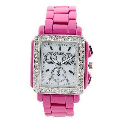 Square Face Rhinestone - Fuchsia