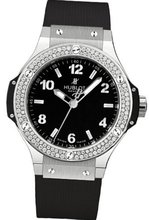 Hublot Big Bang Black Dial Diamond Black Rubber Ladies 361.SX.1270.RX.1104