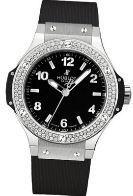 Hublot Big Bang Black Dial Diamond Black Rubber Ladies 361.SX.1270.RX.1104