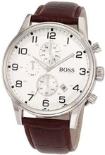 Hugo Boss 1512447 H2006 Chronograph Silver Dial Brown Leather