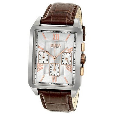 Hugo Boss Chronograph Silver Dial Brown Leather 1512725