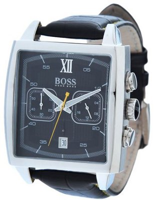 Hugo Boss Square Chronograph Black Dial Black Leather 1512733