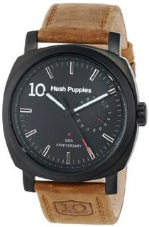 Hush Puppies HP.7119M.2502 Signature Black Ion-Plated Coated Stainless Steel Brown Leather Date