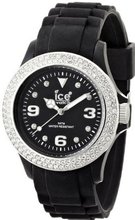 Unisex Black Resin Sili Stone Silicone Strap Crystal