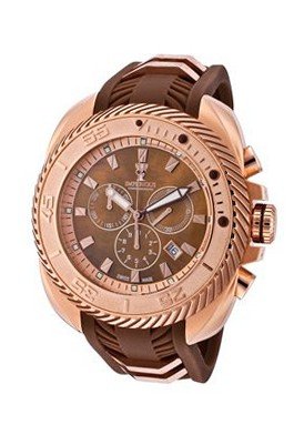 Gear Head Chrono Brown MOP Dial 18k Rose Gold Plated Case Brown Polyurethane