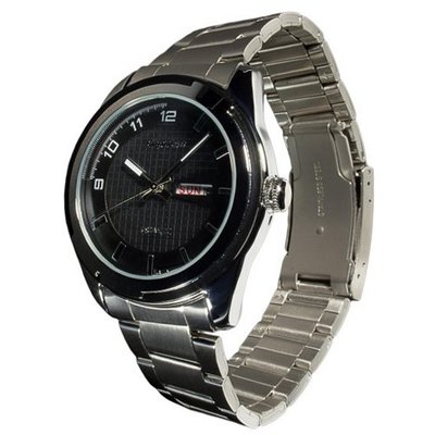 Impulse Grid Bi-Lingual Day/Date Stainless Steel Calendar Silver/Black IM8536SL