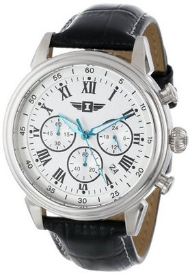 I By Invicta 90242-002 Chronograph Silver Dial Black Leather