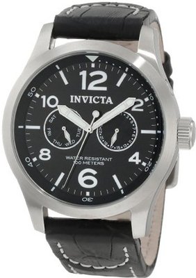 Invicta 0764 II Collection Black Dial Black Leather