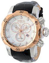 Invicta 10810 Venom Reserve Chronograph Silver Textured Dial Black Leather