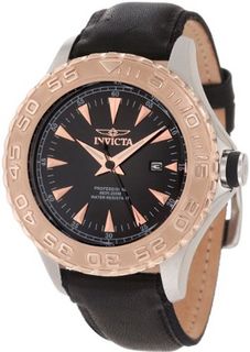Invicta 12617 Pro Diver Black Dial Black Leather Strap
