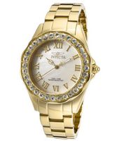 Invicta 14146 Angel White Mother-Of-Pearl Dial 18k Gold Ion-Plated Stainless Steel