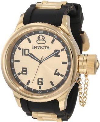 Invicta 1438 Russian Diver Gold Dial Black Polyurethane