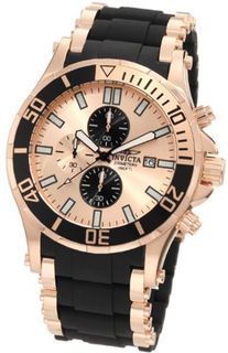 Invicta 1479 Sea Spider Chronograph Rose Dial Black Polyurethane