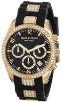 Isaac Mizrahi IMN15GB Gold Tone Crystal Case Crystal Accented Black Silicone Strap