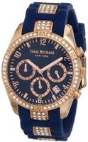 Isaac Mizrahi IMN15RN Gold Tone Crystal Case Crystal Accented Navy Silicone Strap