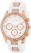 Isaac Mizrahi IMN15RW Gold Tone Crystal Case Crystal Accented White Silicone Strap