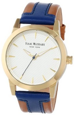 Isaac Mizrahi IMN18B Blue Gold Tone Polished Case Luggage Blue Leather Strap