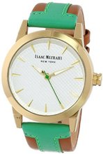 Isaac Mizrahi IMN18G Green Gold Tone Polished Case Green Luggage Leather Strap