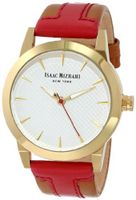 Isaac Mizrahi IMN18R Red Gold Tone Polished Case Red Luggage Leather Strap